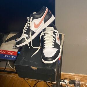 Nike Black and White Shoes with Coral Accents